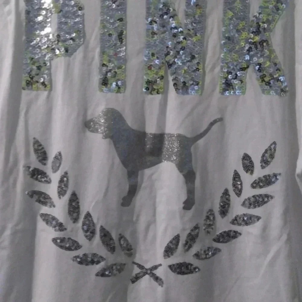 VS PINK bling dog tee-medium EUC - Picture 2 of 6